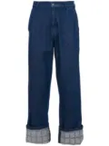 JW Anderson grid-print wide-leg jeans - Blue