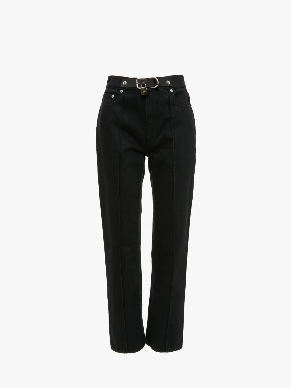 Jw Anderson Cotton Denim Padlock Belt Slim Fit Jeans In Black