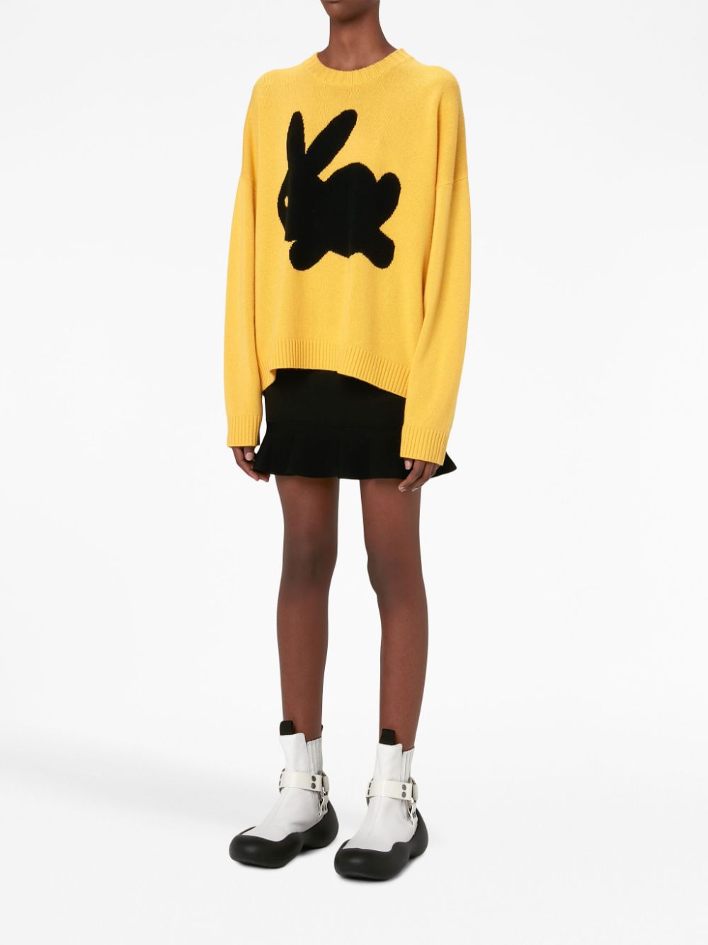 Shop Jw Anderson Bunny-print Crew-neck Jumper In Yellow