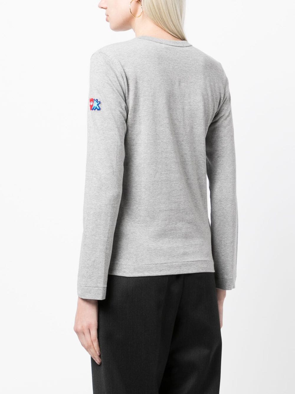 Shop Comme Des Garçons Logo-patch Long-sleeve T-shirt In Grey