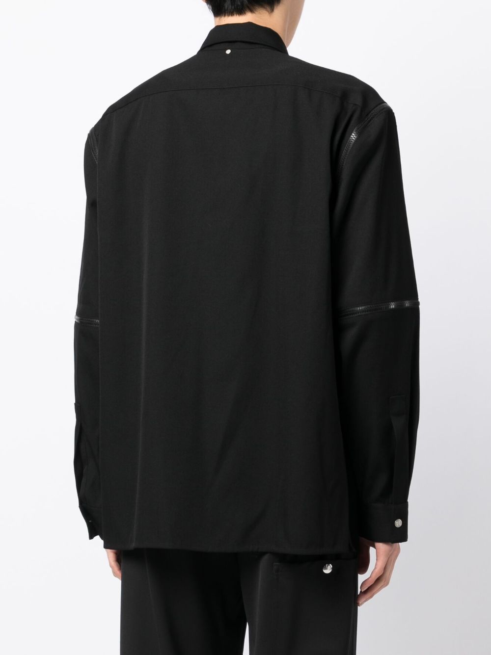 Shop Oamc Oversized Convertible Wool Shirt In Black