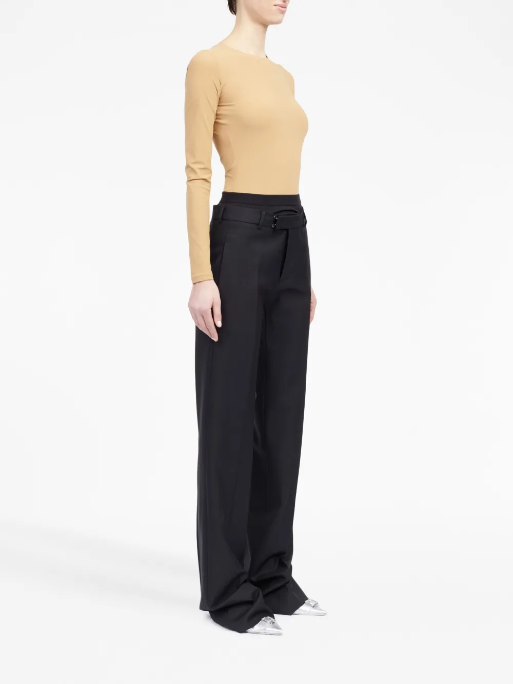 Shop Mm6 Maison Margiela Double-layer Tailored Trousers In Black