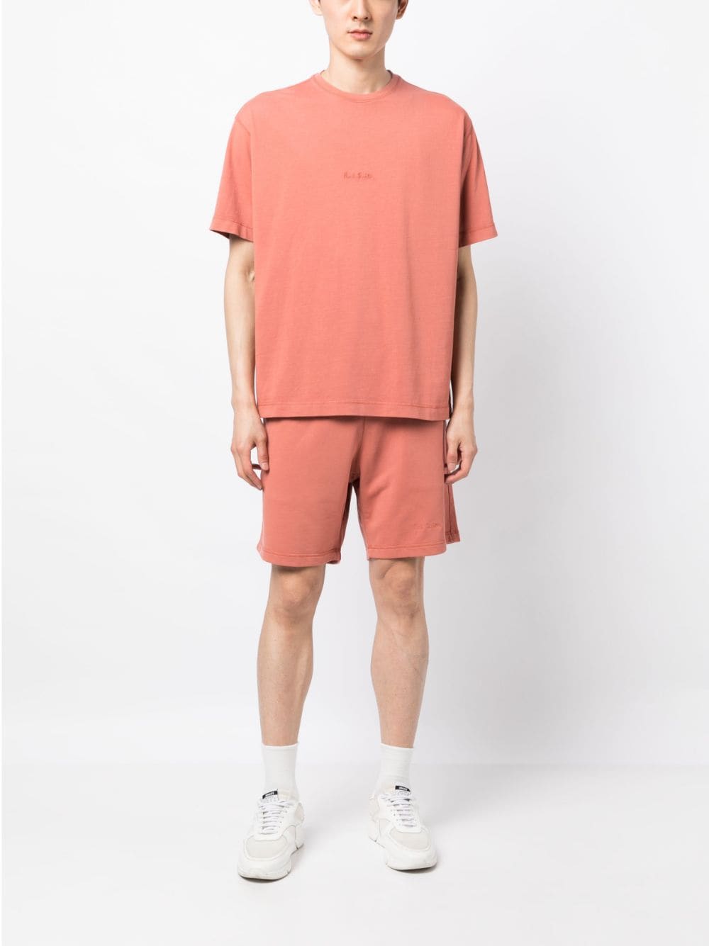 Shop Paul Smith Embroidered-logo Cotton T-shirt In Orange