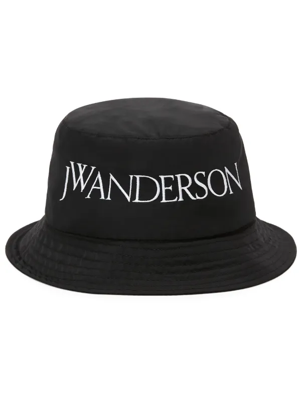 JW Anderson logo embroidered Bucket Hat Black FARFETCH AO