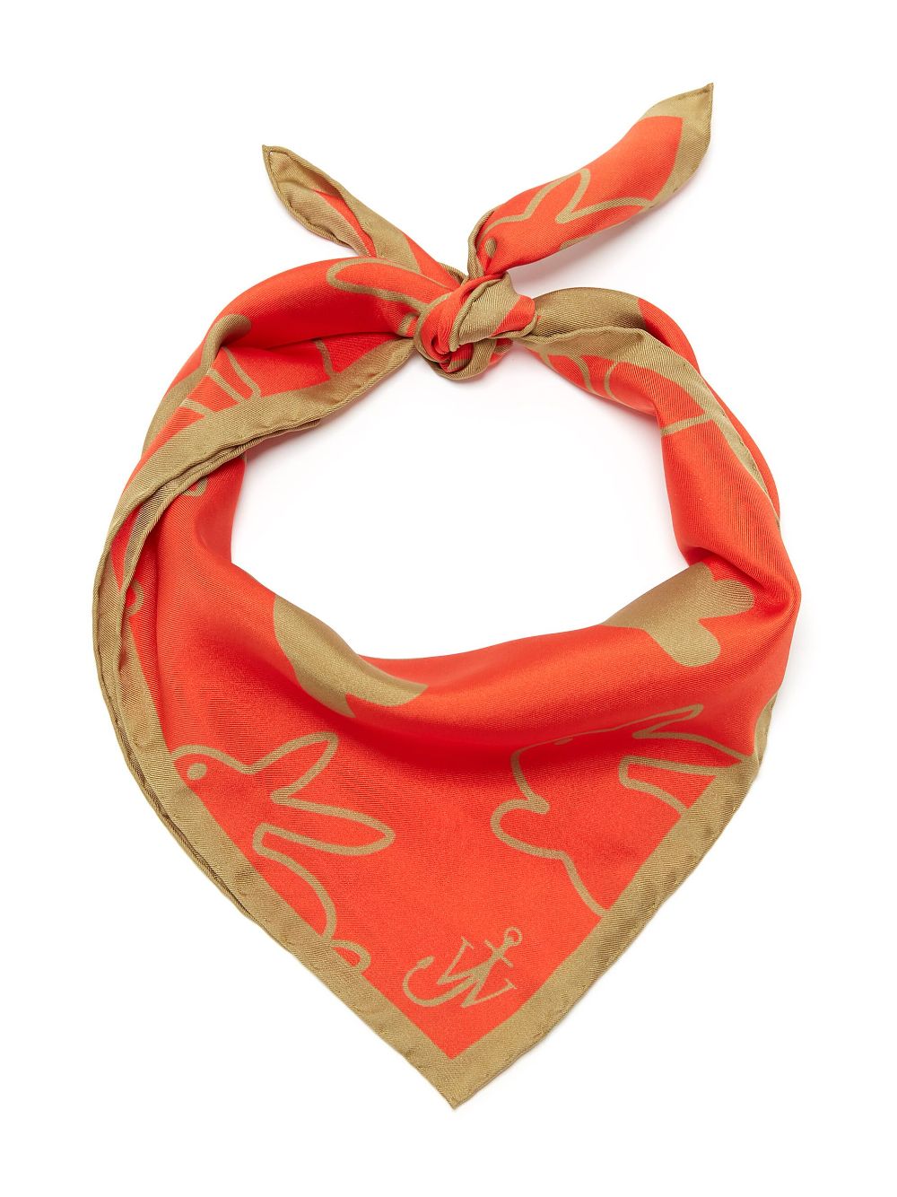 JW Anderson bunny-motif silk scarf - Oranje