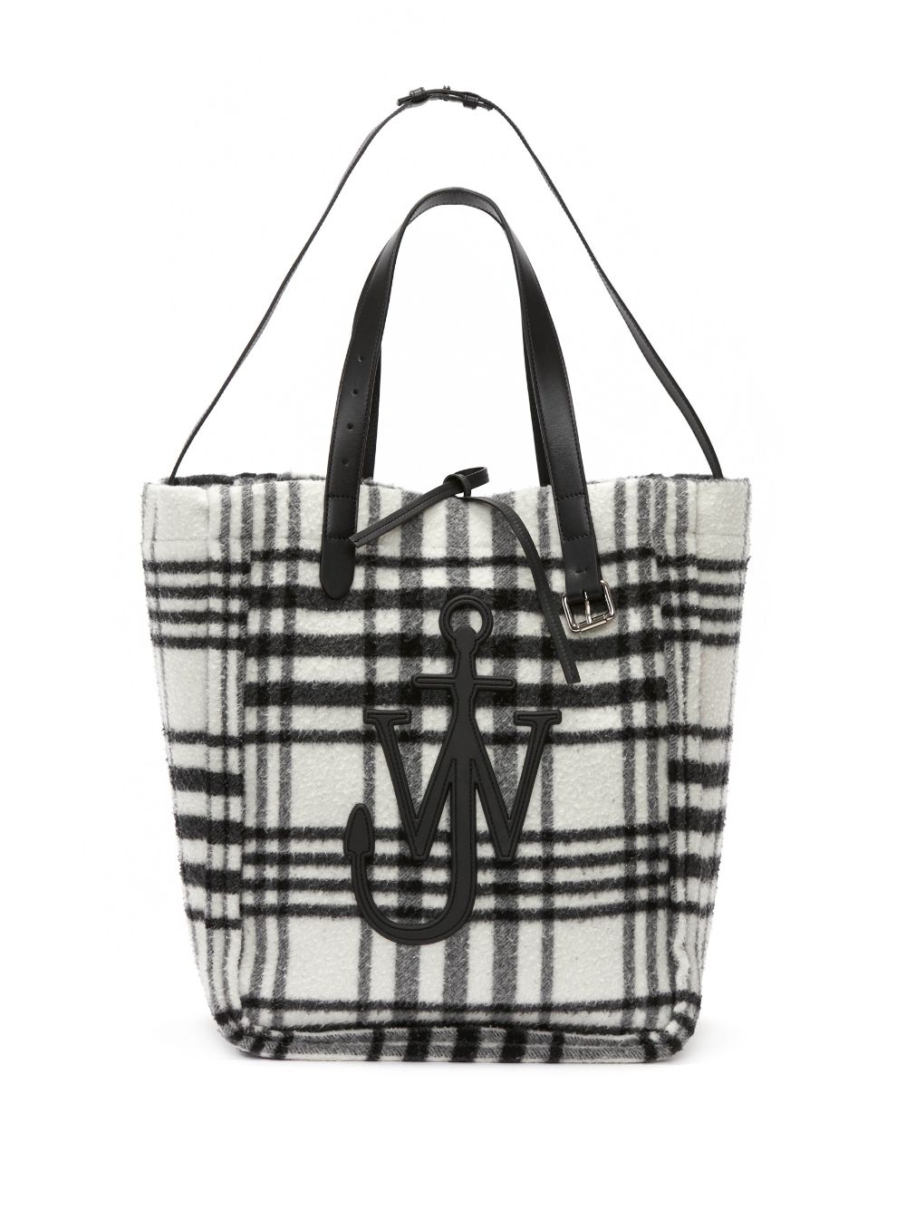 Shop Jw Anderson Belt Check-print Tote Bag In Black