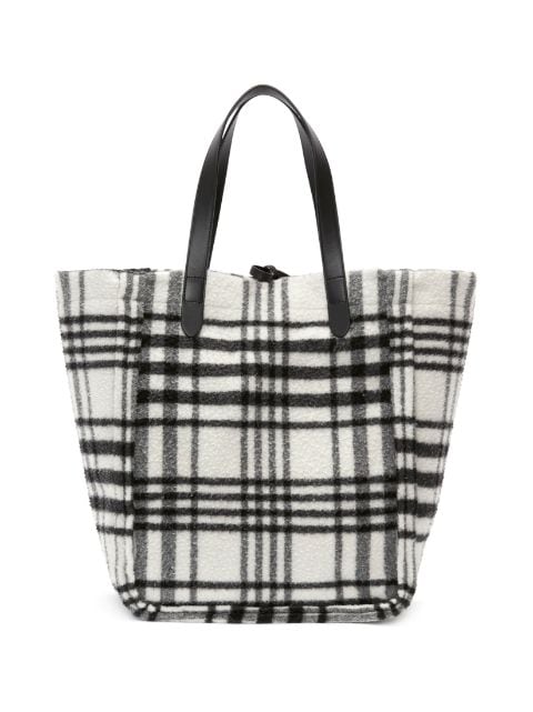 Belt check-print tote bag