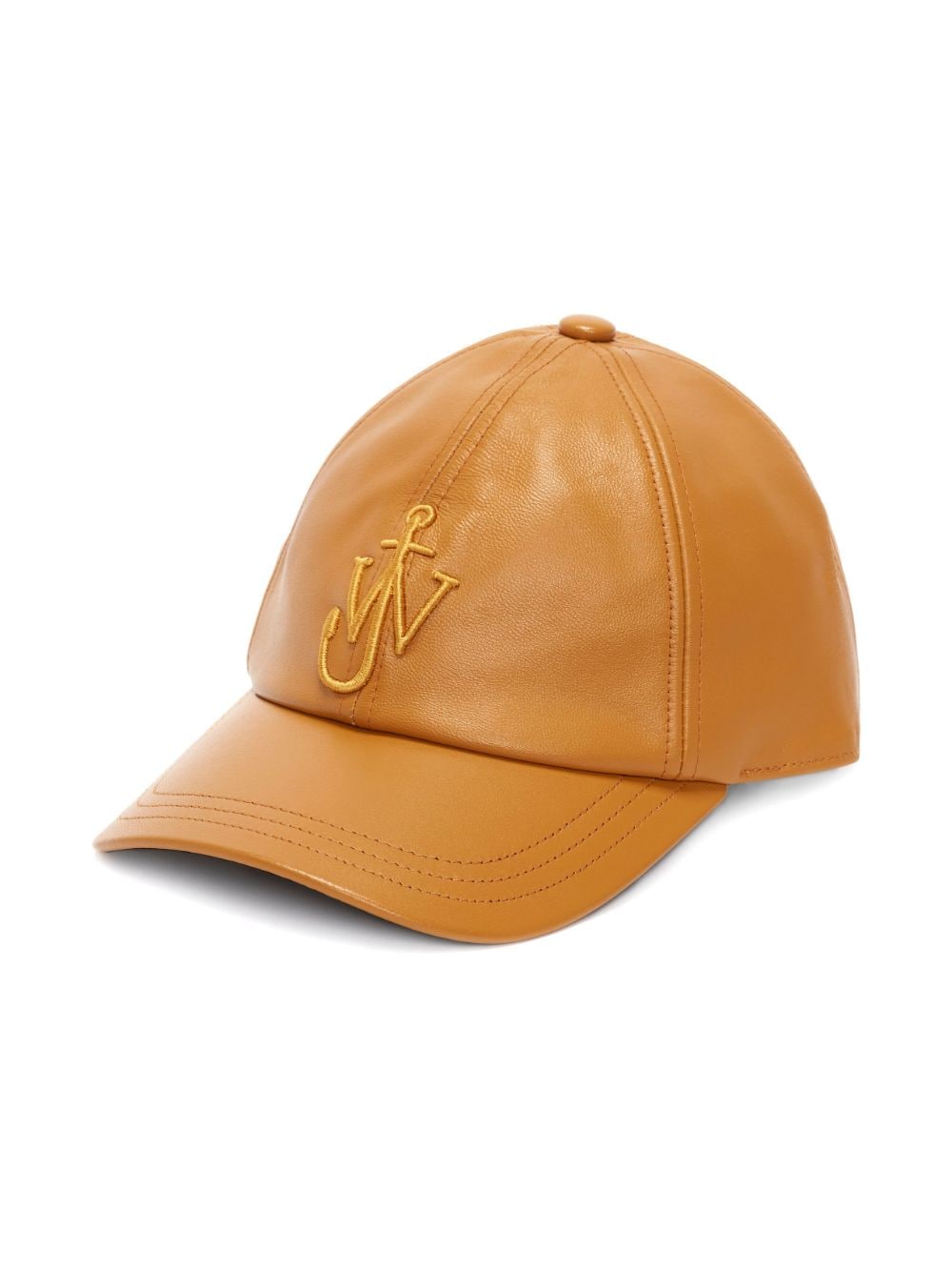 Shop Jw Anderson Logo-embroidered Leather Baseball Cap In Brown