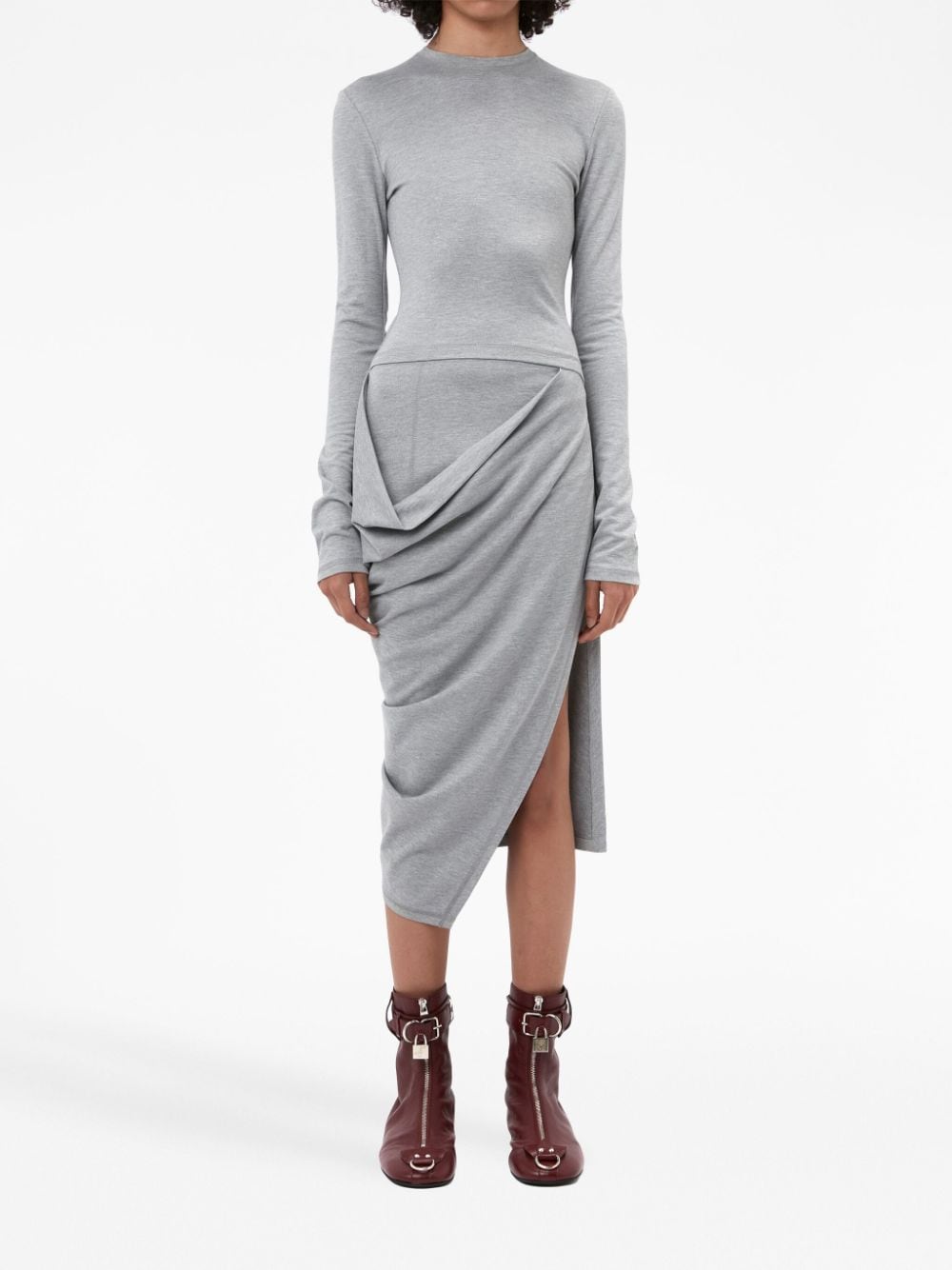 JW Anderson draped-detail long-sleeve dress - Grijs