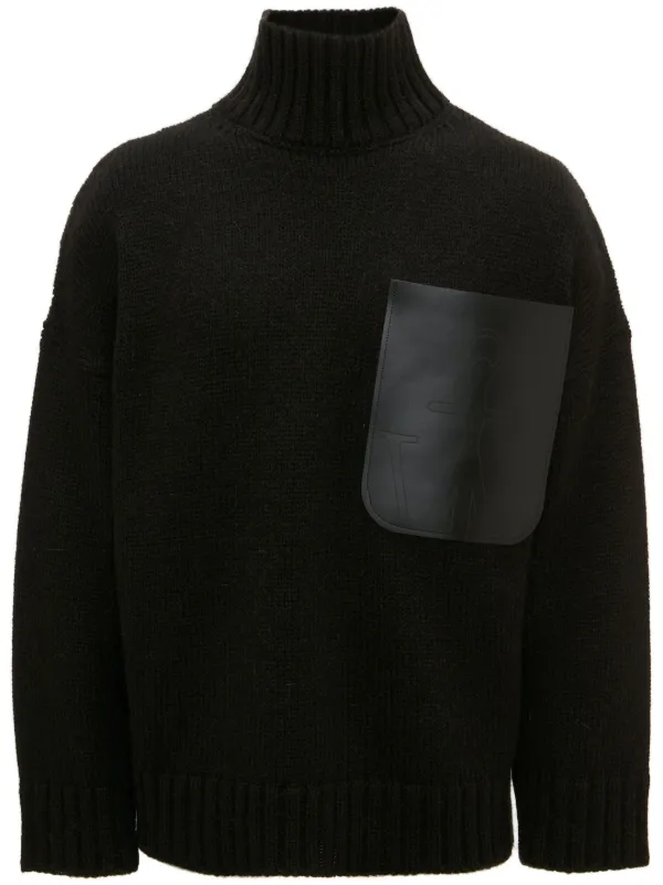 Sweater with leather outlet patches