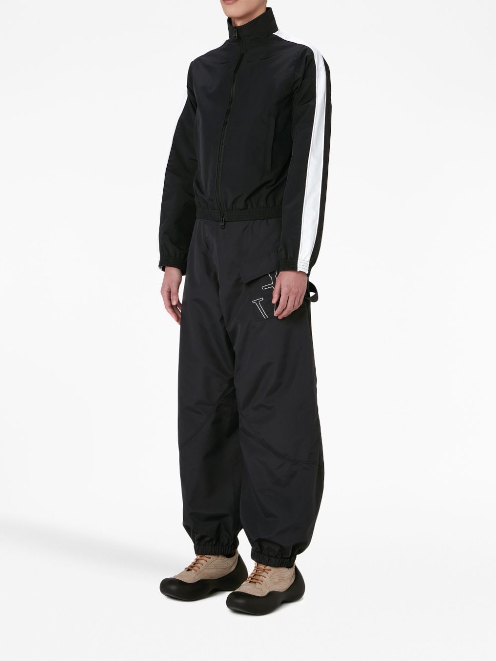 Shop Jw Anderson Side-stripe Zip-up Jacket In Black