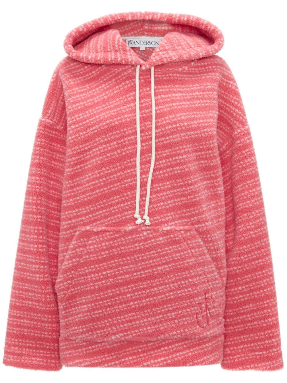 Shop Jw Anderson Embroidered-logo Striped Hoodie In Pink