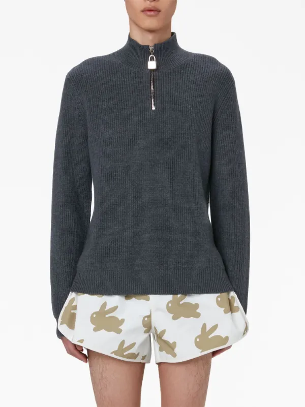 JW Anderson half zip Merino Jumper Grey FARFETCH AU