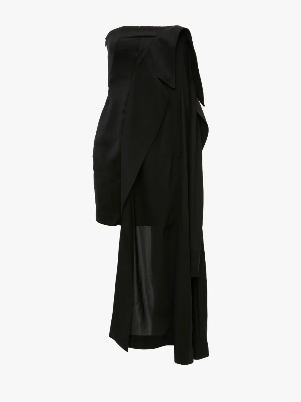 Jw Anderson Deconstructed-coat Strapless Minidress In Black
