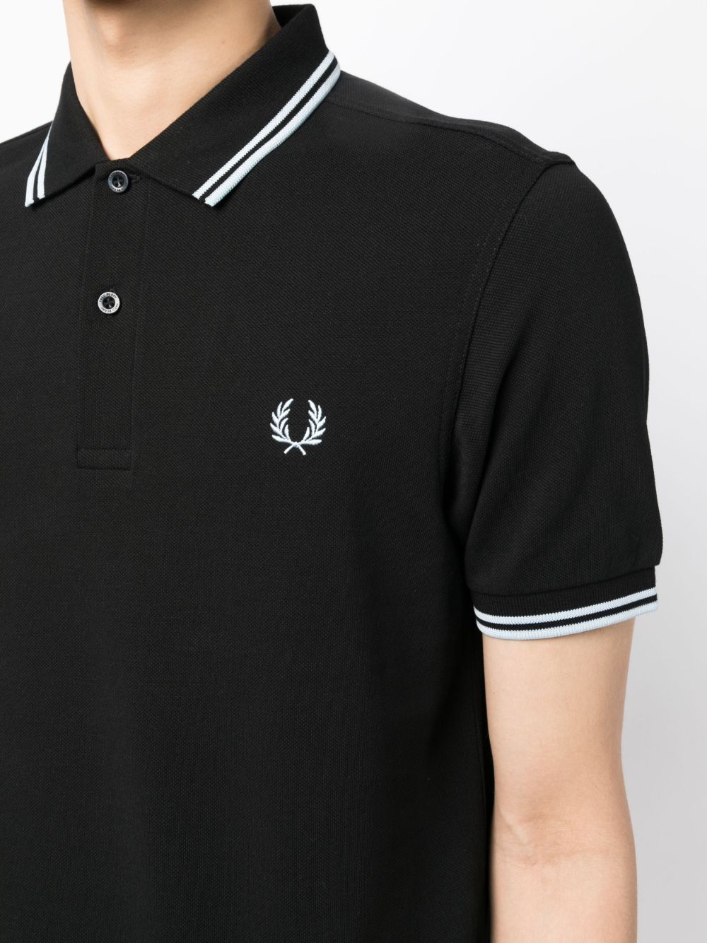 Shop Fred Perry Embroidered-logo Polo Shirt In 黑色