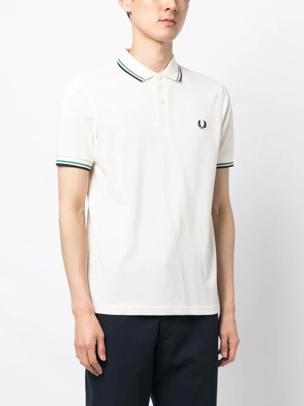 Fred Perry Embroidered-logo Polo Shirt In Neutrals