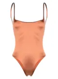 Isa Boulder backless satin one-piece swimsuit - Orange