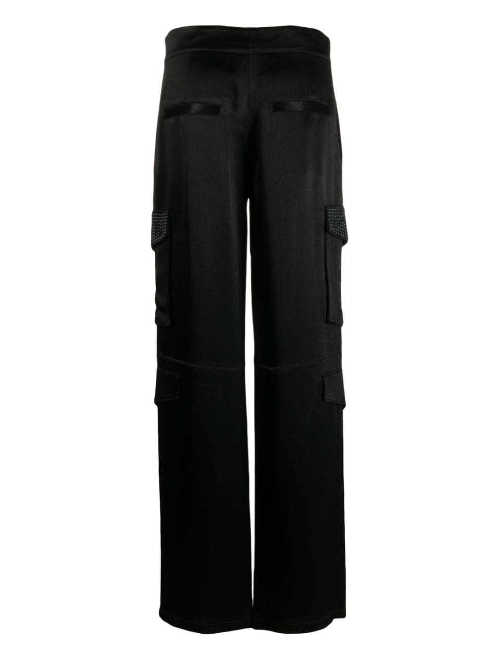 Shop Genny Satin-finish Cargo-pocket Trousers In Black