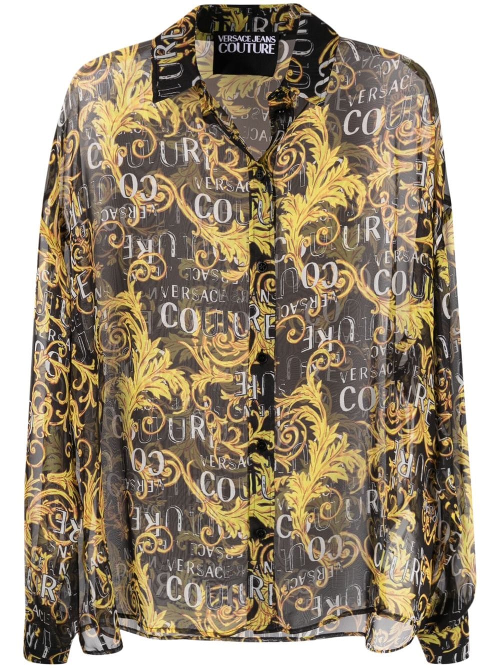 Versace Jeans Couture Baroque Logo-print Shirt In Black