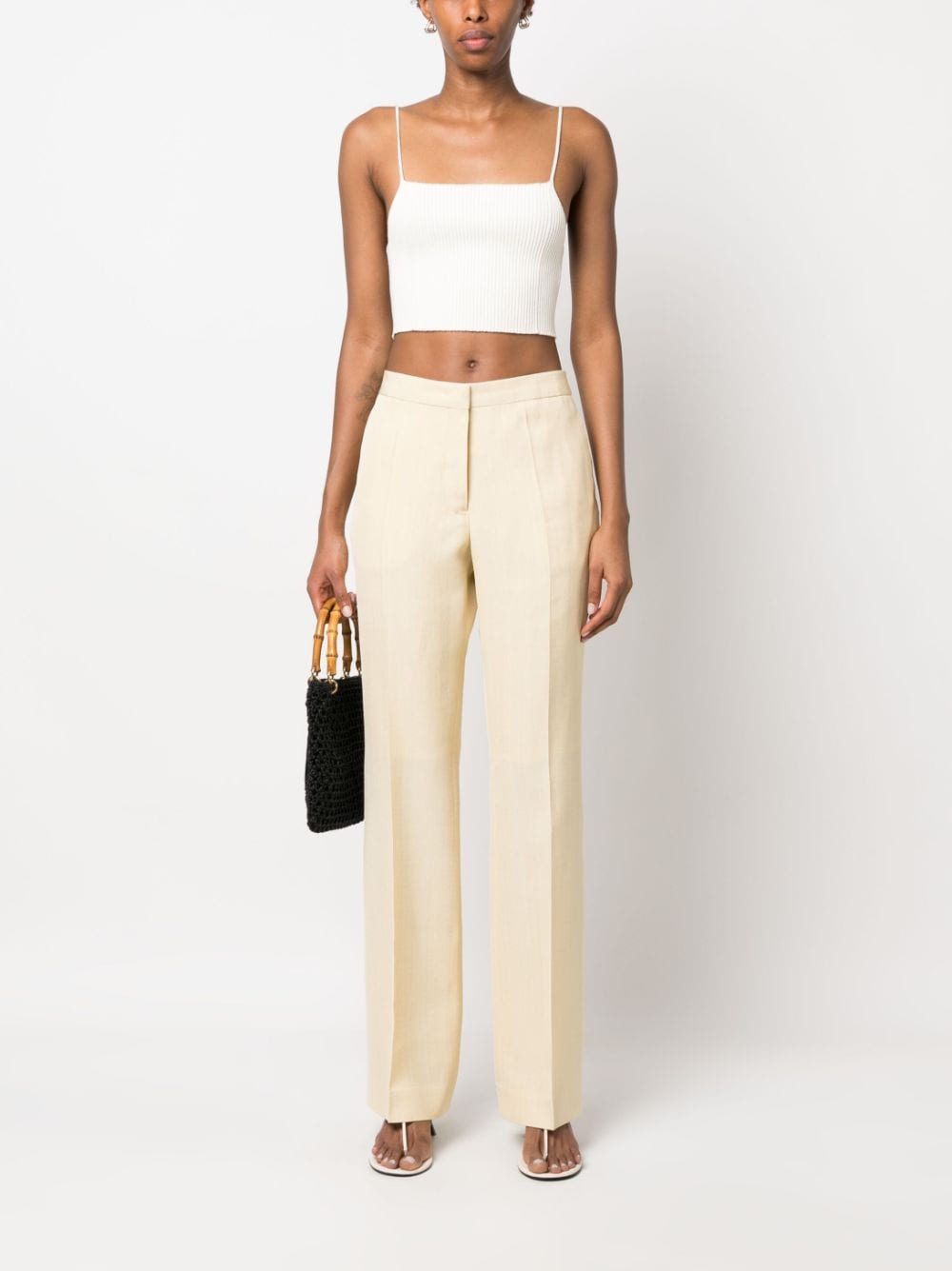Shop Jil Sander Pressed-crease Tailored Trousers In Yellow