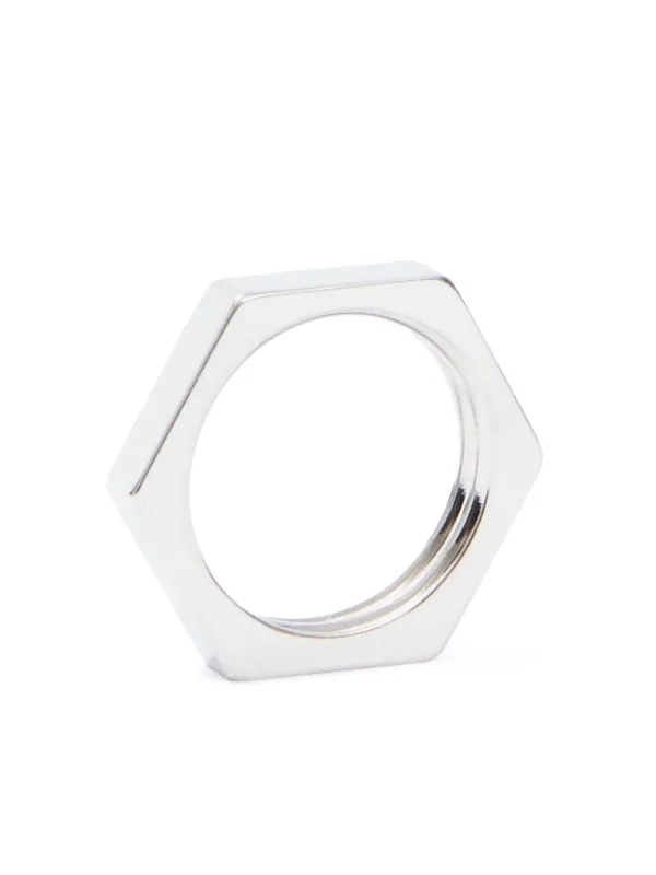 Maison Margiela Geometric Brushed Ring | Silver | FARFETCH