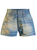 Maison Margiela flocked high-waisted denim shorts - Blue