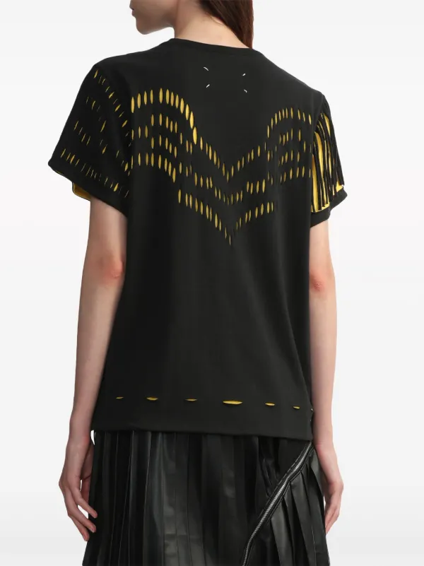 大人上品なおすすめコーデ Maison Margiela Décortiqué Fringed T-shirt | Black | FARFETCH トップス