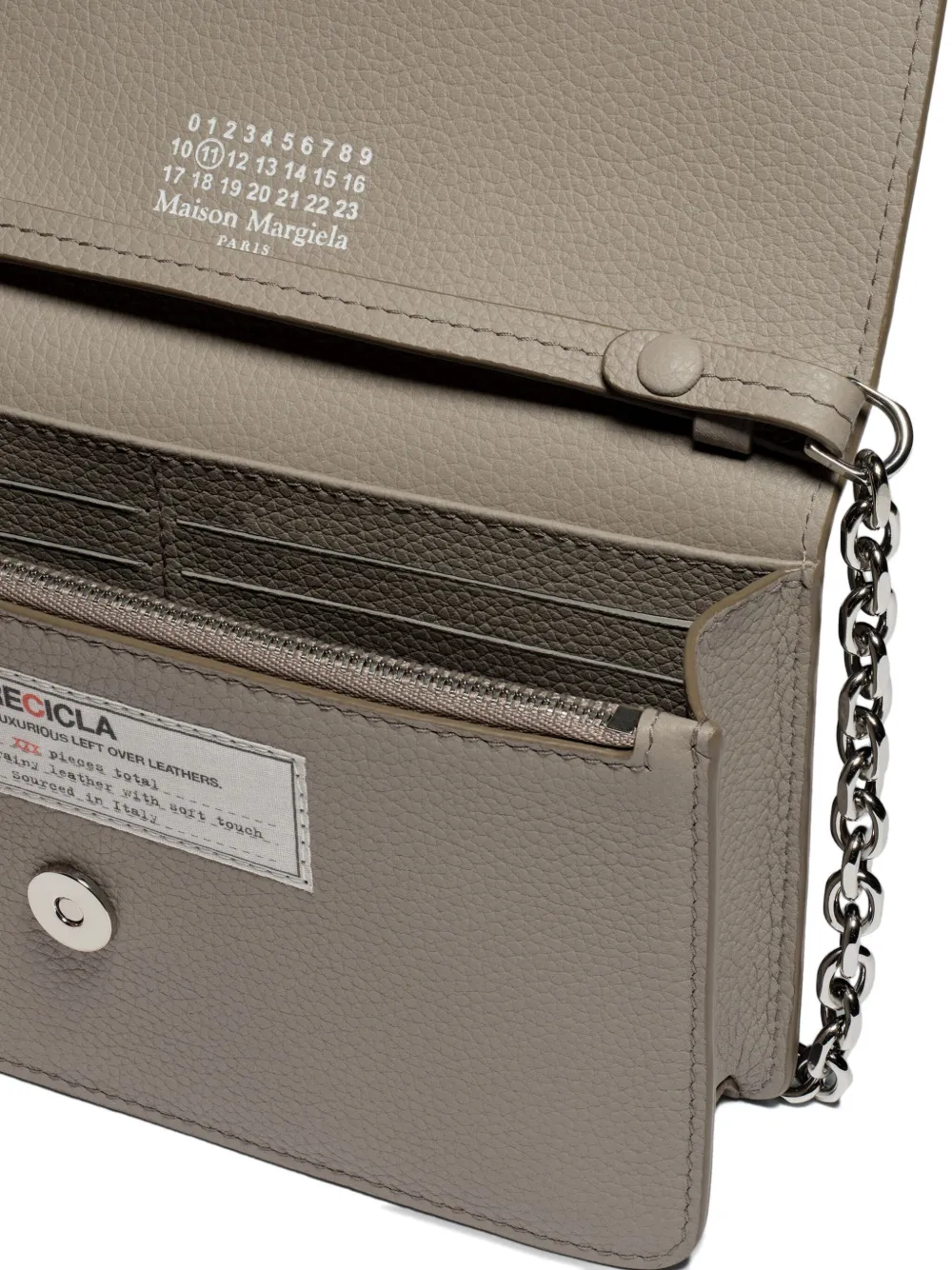 Maison Margiela Chain-strap Leather Wallet In Gray