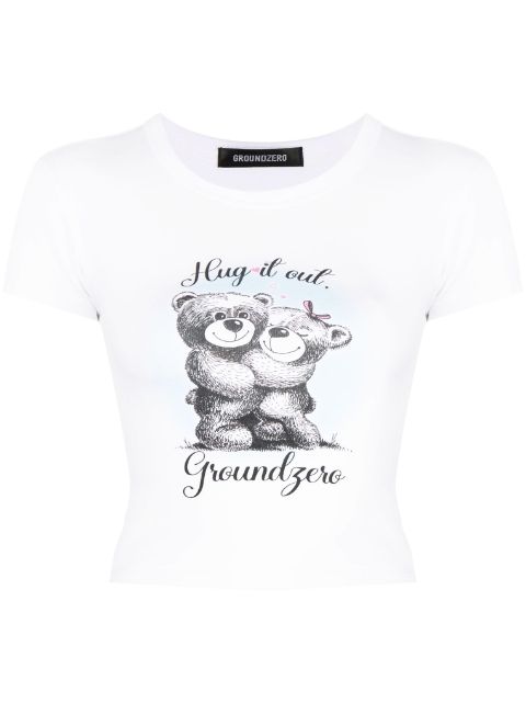 Ground Zero slogan-print cotton cropped T-shirt