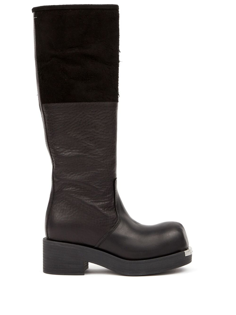 Biker knee-high leather boots