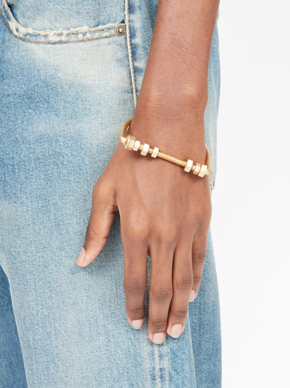 Maison Margiela Matte Screw-detail Bracelet In Gold