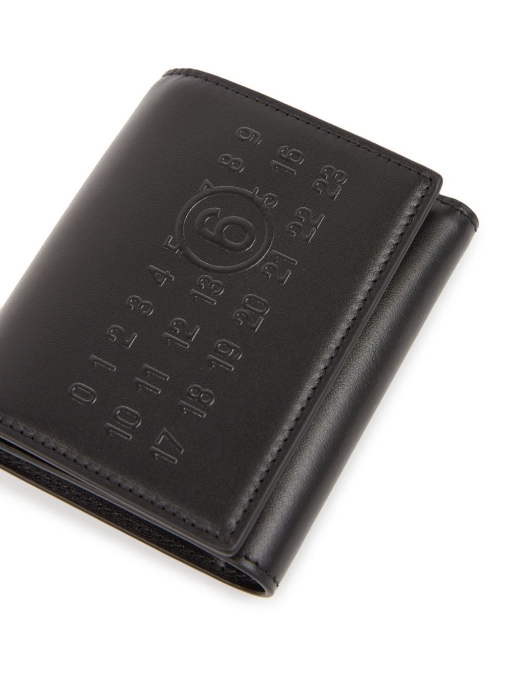 Shop Mm6 Maison Margiela Numeric Logo-embossed Tri-fold Wallet In Black