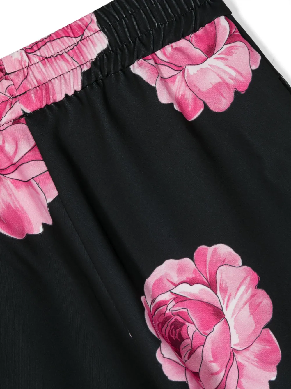 Monnalisa Rose-print Straight-leg Trousers In Black