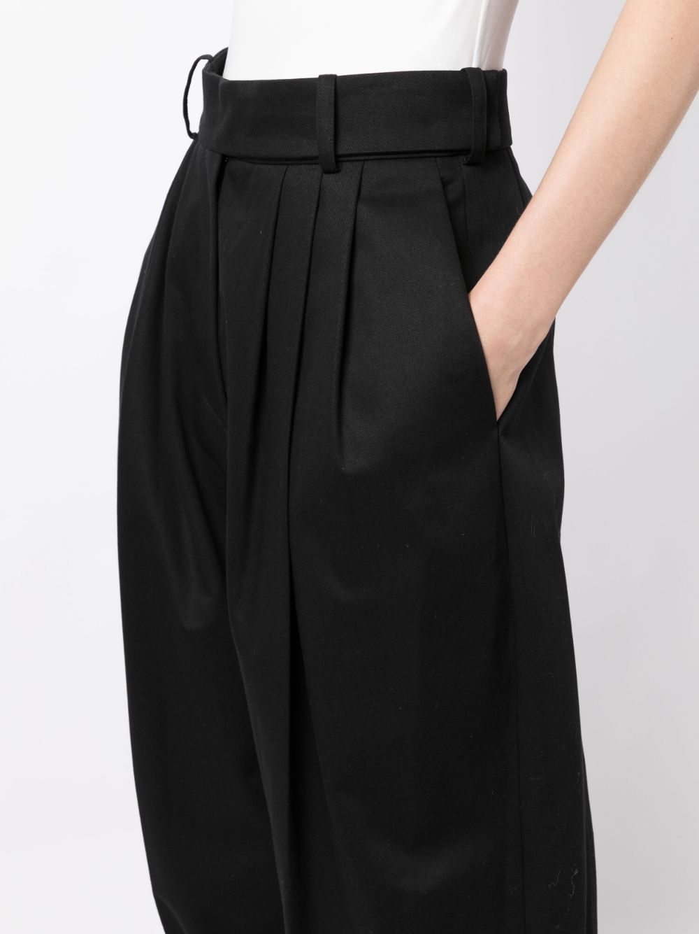Shop Alexandre Vauthier Tapered-leg Cotton Trousers In Black
