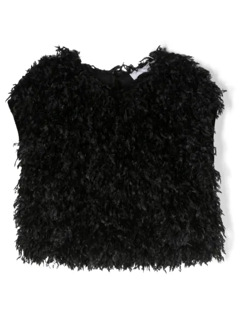 Monnalisa top manga corta con efecto de plumas