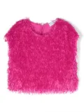 Monnalisa feather-effect short-sleeve top - Pink