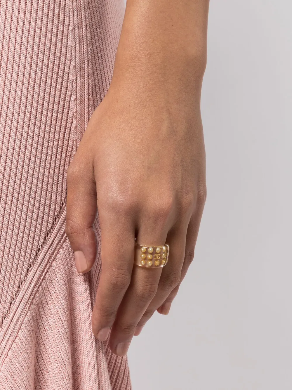CHANEL Pre-Owned 1990-2000s ring met imitatieparel - Wit