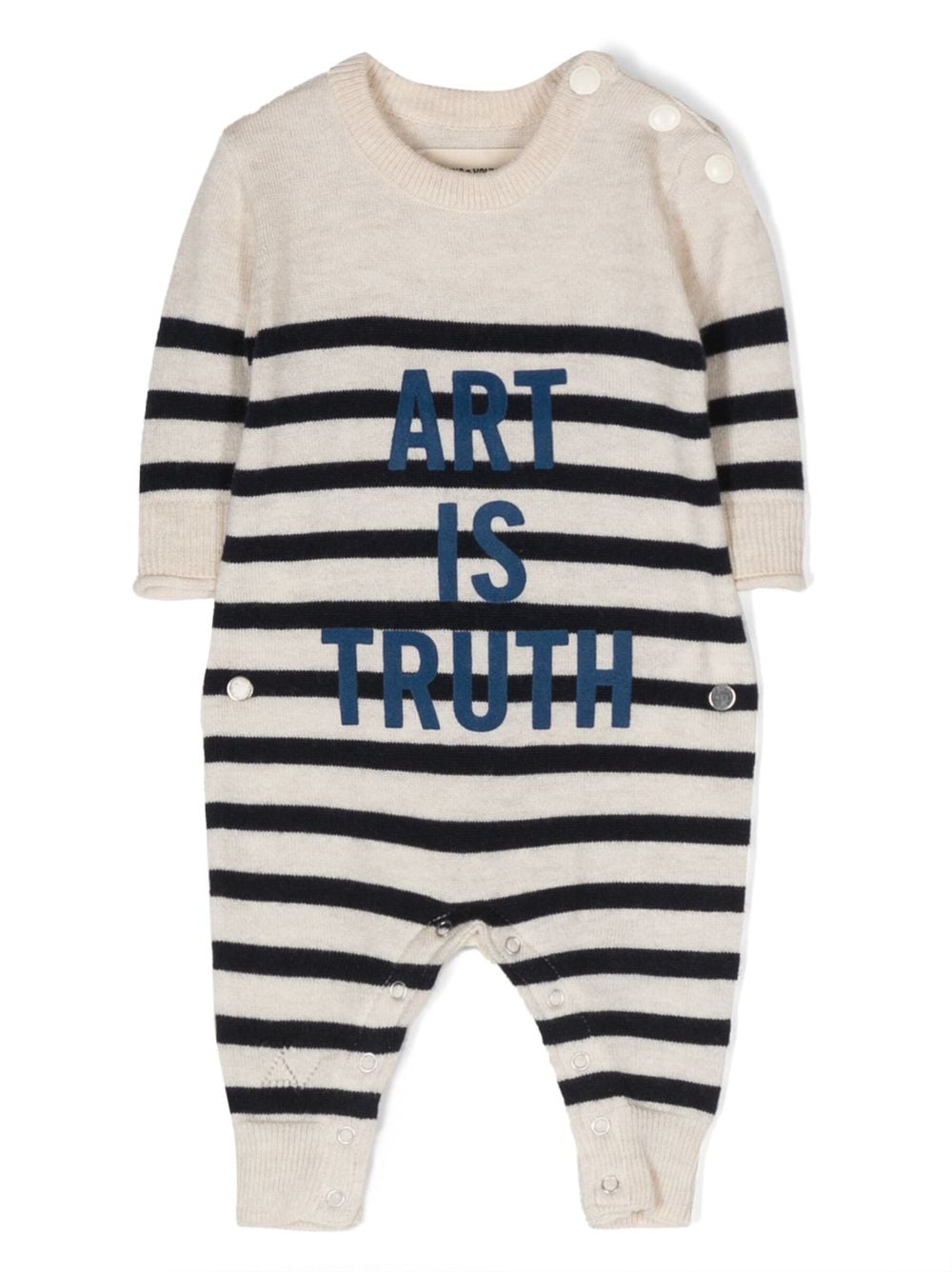 Zadig & Voltaire Babies' Striped Long-sleeved Wool Romper In Neutrals