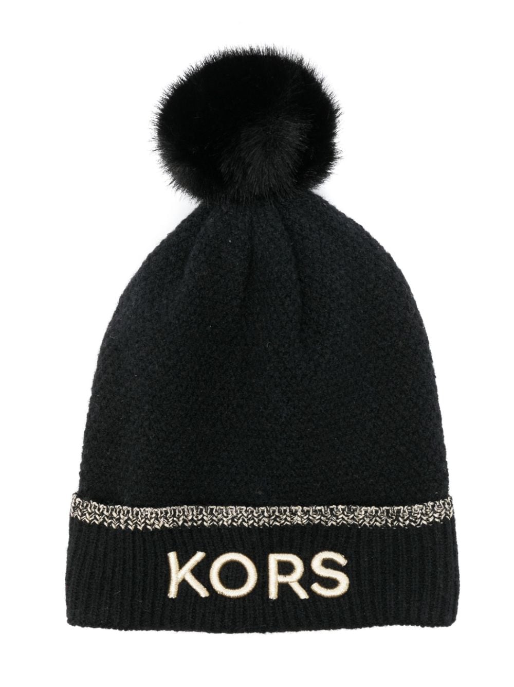 Michael Kors Kids embroidered-logo knit beanie - Black