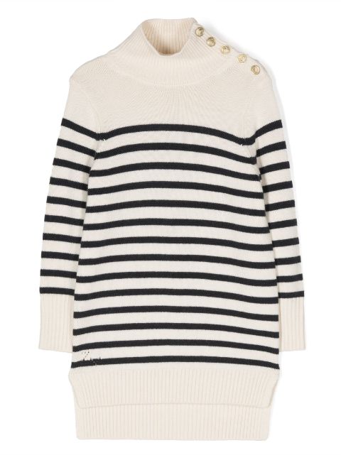 Zadig & Voltaire Kids high-neck striped knitted dress