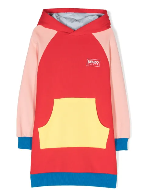 Kenzo Kids vestido con diseño de paneles y capucha