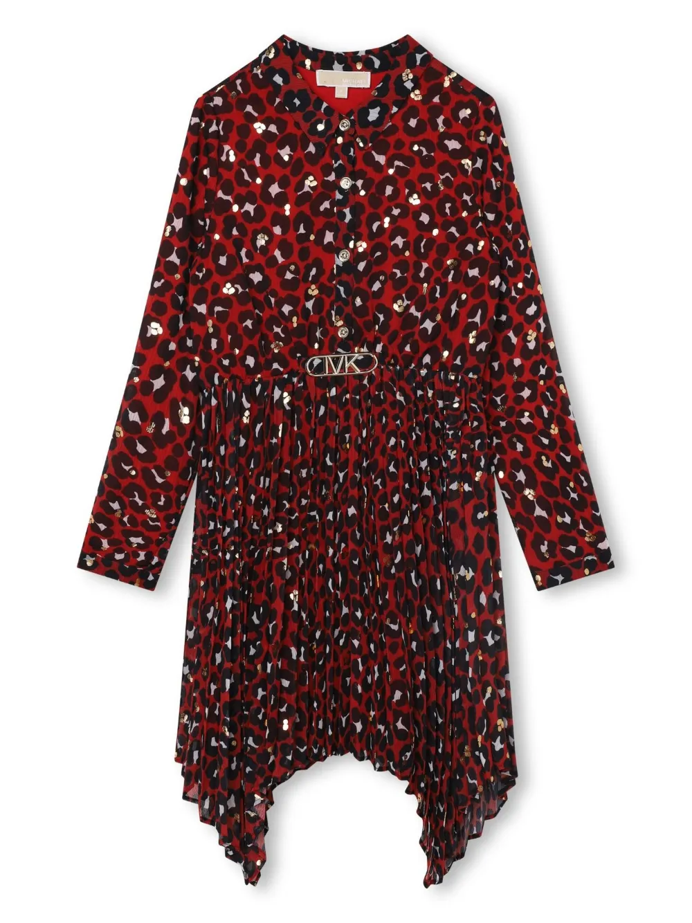 Michael Kors Kids MK Empire レオパード ワンピース - レッド Michael Kors Kids MK Empire レオパード ワンピース - レッド