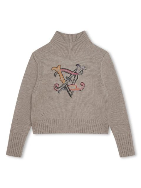 Zadig & Voltaire Kids logo-embroidered high-neck jumper