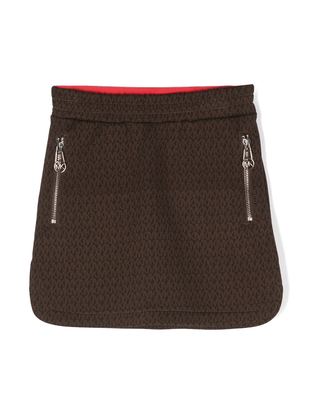 Michael Kors Kids monogram-pattern straight skirt - Brown