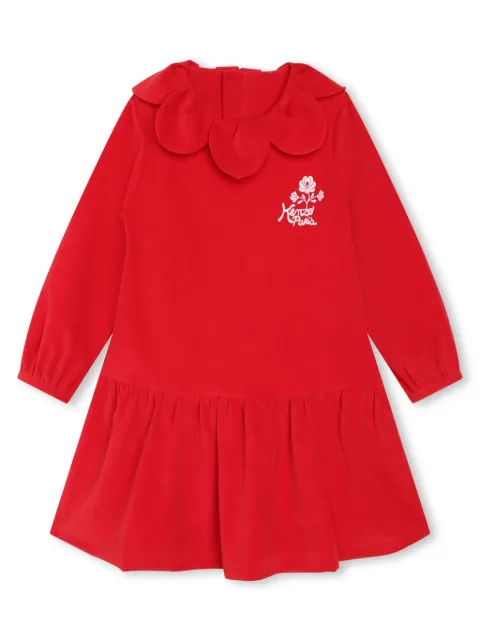 Kenzo Kids Vestido Festive de veludo com bordado