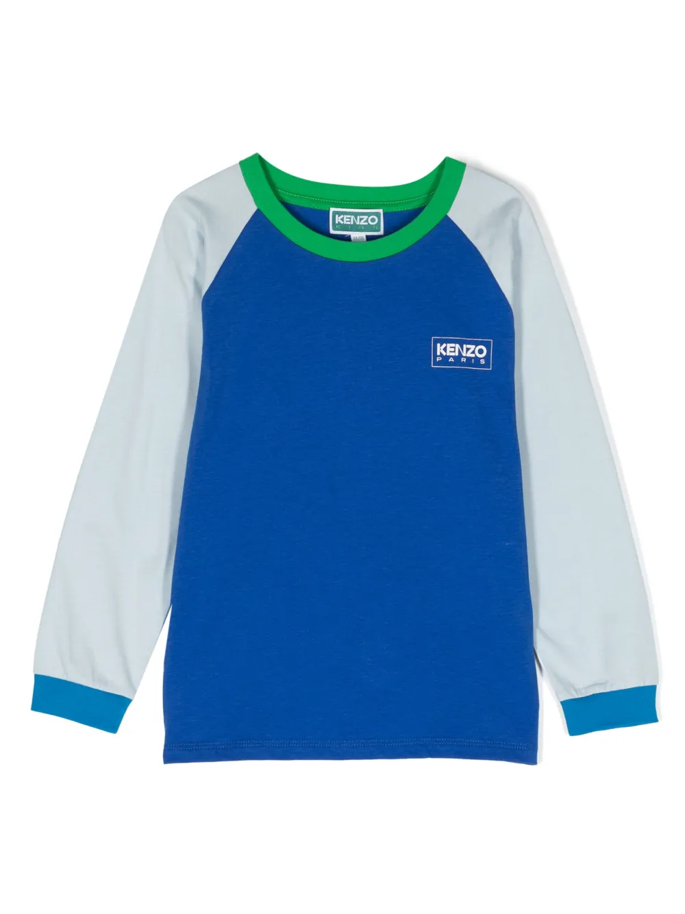 Kenzo Kids' Logo-print Long-sleeve Cotton T-shirt In Blue