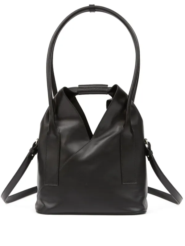 Japanese Flap Small Leather Shoulder Bag in Black - MM 6 Maison Margiela