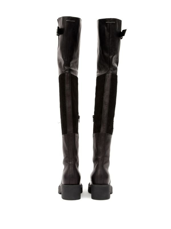MM6 Maison Margiela Panelled Buckled Leather Boots - Farfetch