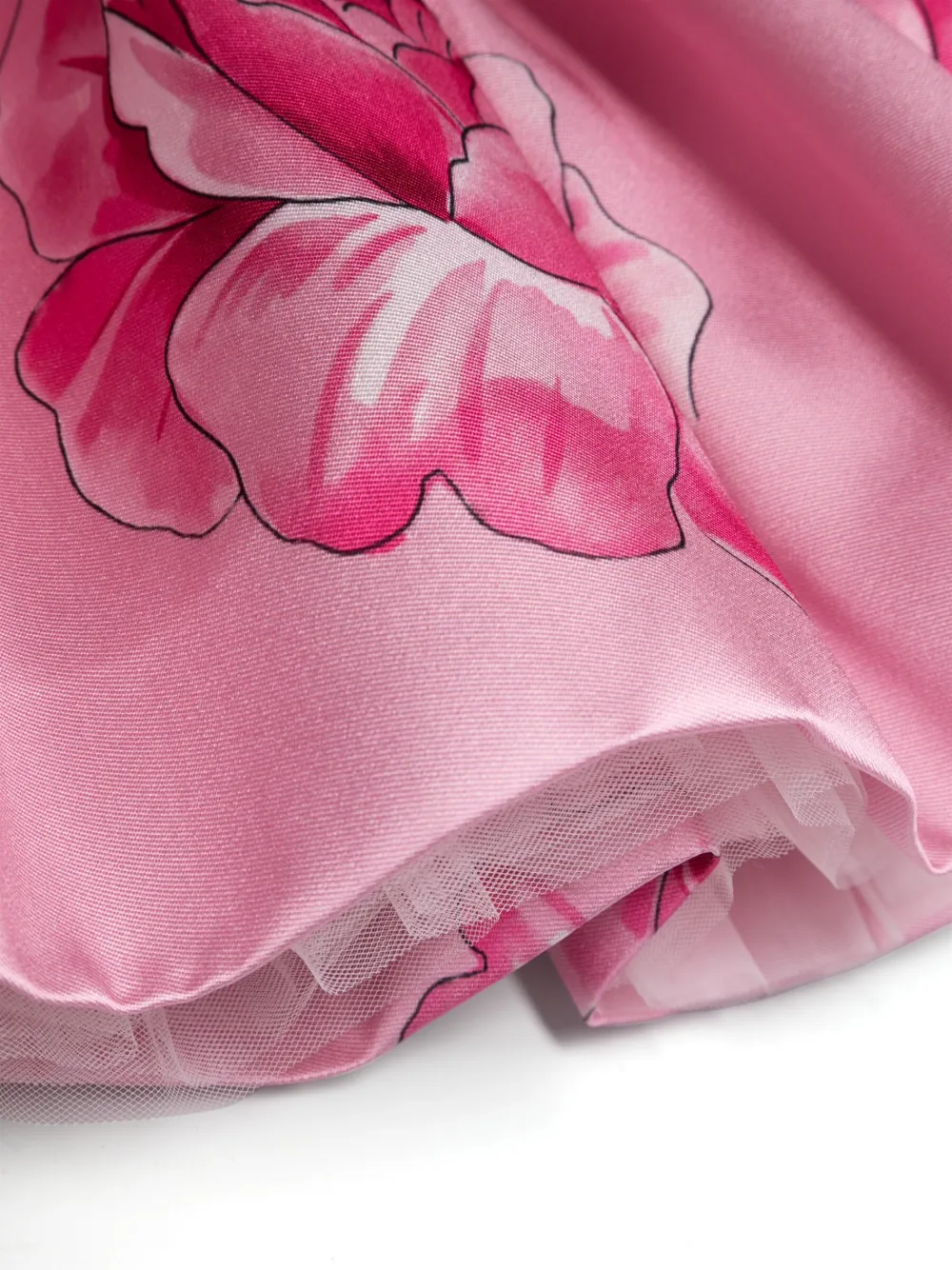  Monnalisa Rose-print Satin-finish Skirt - Pink 