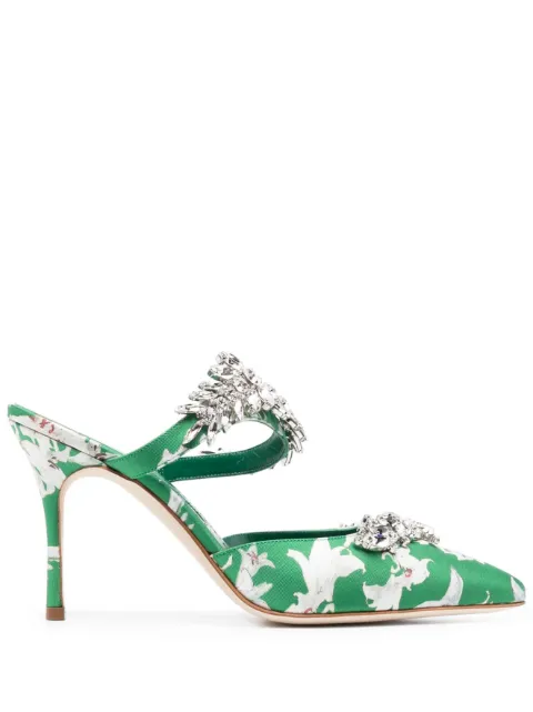 Manolo Blahnik حذاء مفتوح 'لوروم' حرير